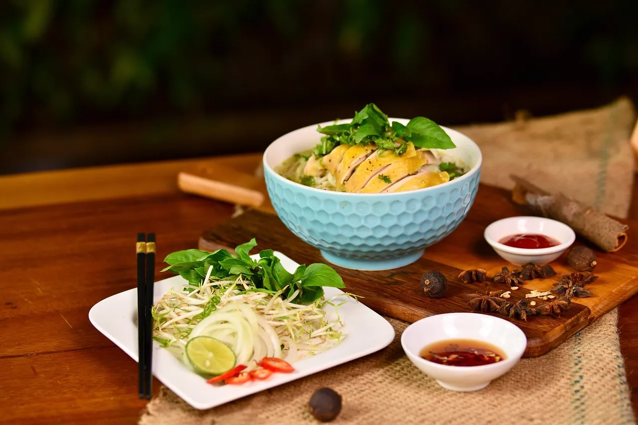 Vietnamese pho and side salad